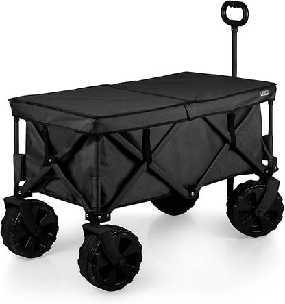 Adventure Wagon Elite Beach Cooler Cart with Table Top Lid Portable All -Terrain Rolling Picnic Time Wagon