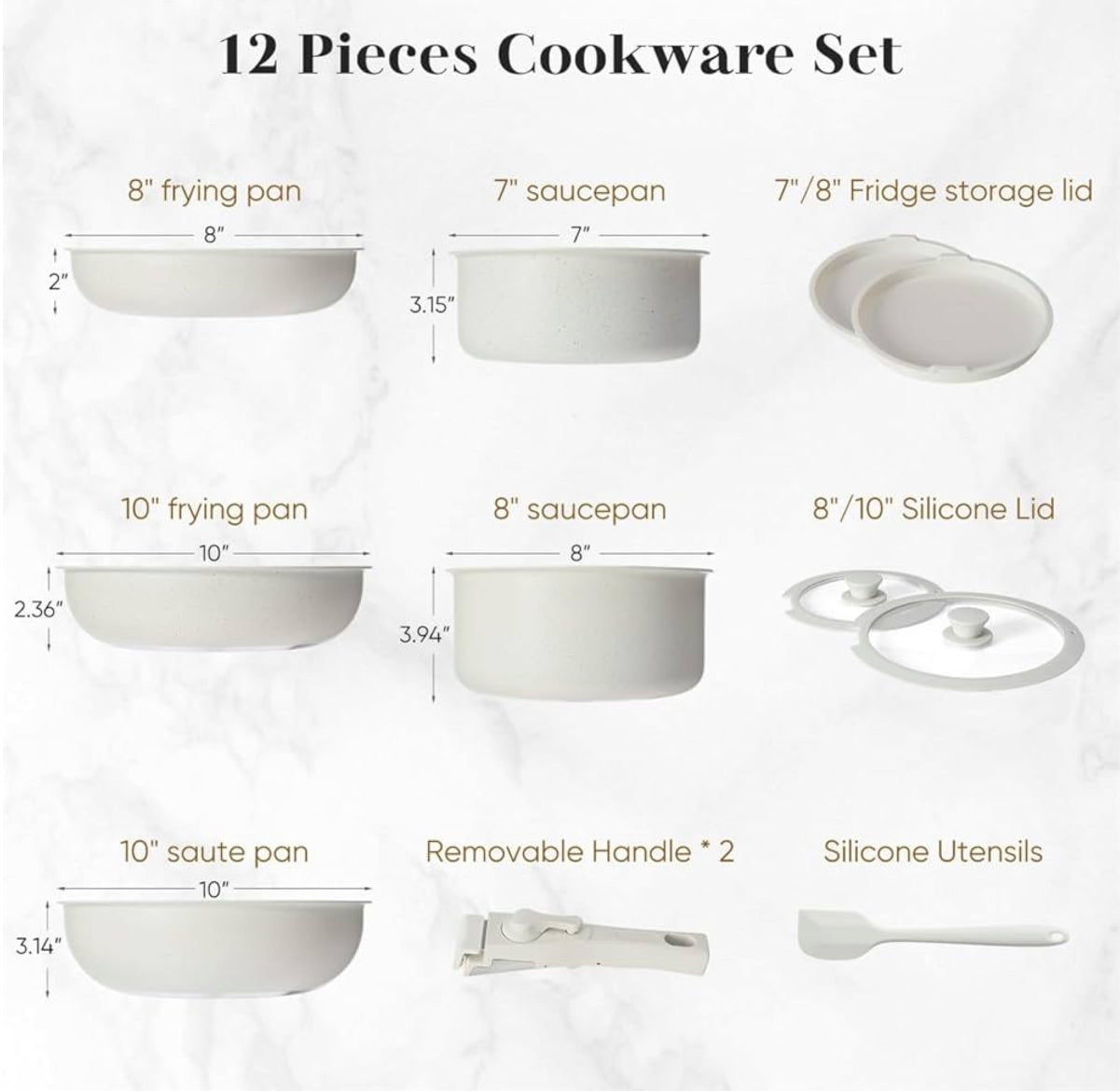 12 Pcs Non Stick Pans